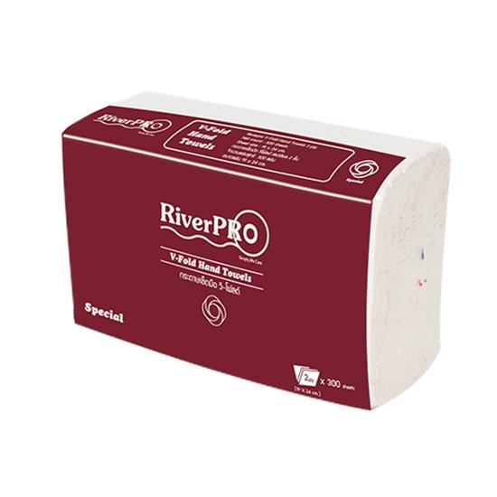 กระดาษเช็ดมือ RiverPro V-Fold 2 ชั้น 300 แผ่น