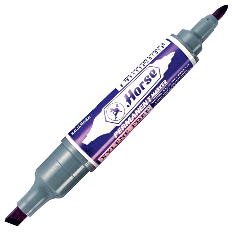 ปากกาเคมี 2 หัว ตราม้า สีม่วง (แพ็ค12ชิ้น)